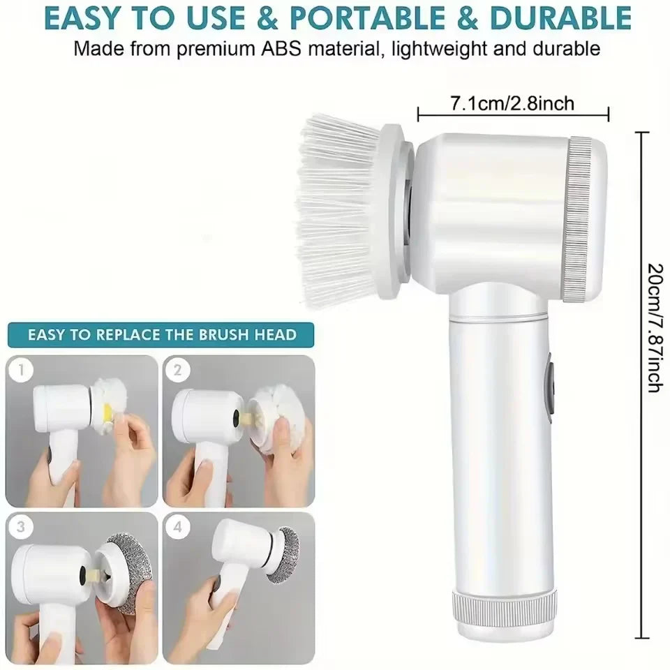5-in-1 Powerful Electric Spin Scrubber | Powerful Cordless Cleaning Brush for Bathroom, Kitchen & More!