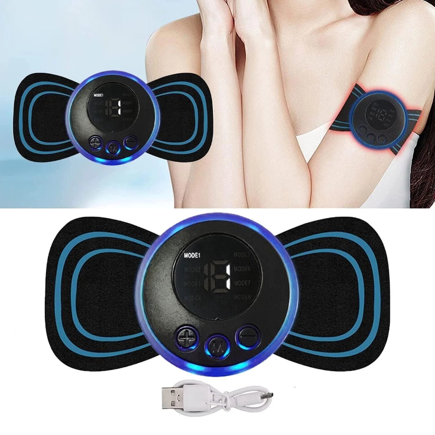 Mini Massager with 8 Modes and 19 Strength Levels, Rechargeable Electric Massager for Shoulder, Arms, Legs, Back Pain for Men and Women