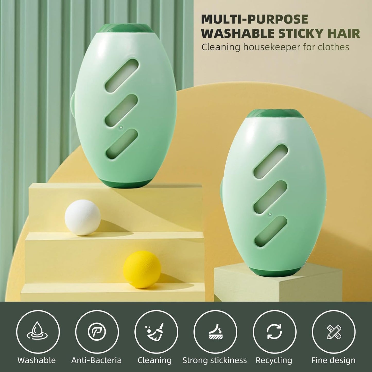 Reusable Multipurpose Washable Gel Lint Roller for Pet Hair, Portable Mini Sticky Roller for Clothes, Laundries, Dust Fuzz Fur, Compact Handheld Lint Remover, Travel Animal Fur Removal Tool