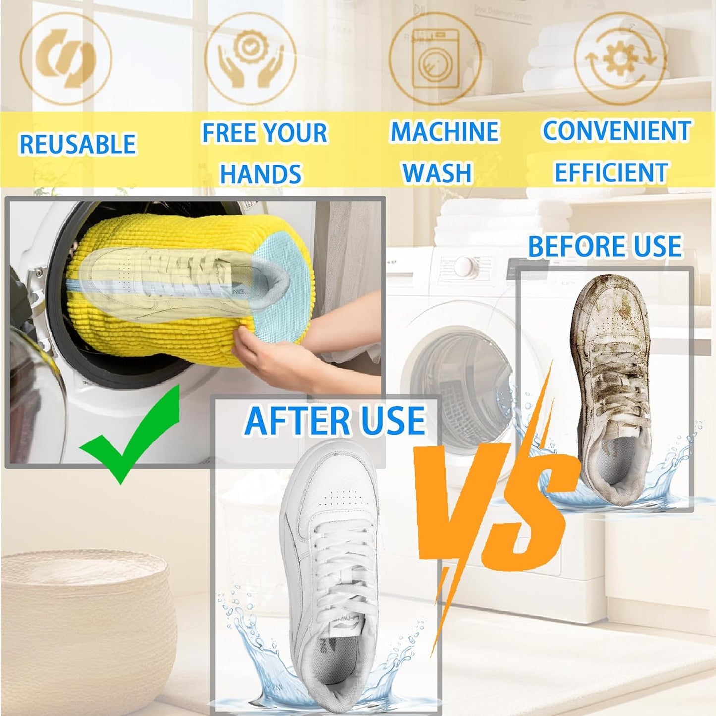 Deep Cleaning Reusable Shoe Washing Bag - Safe for Machine & Shoes
