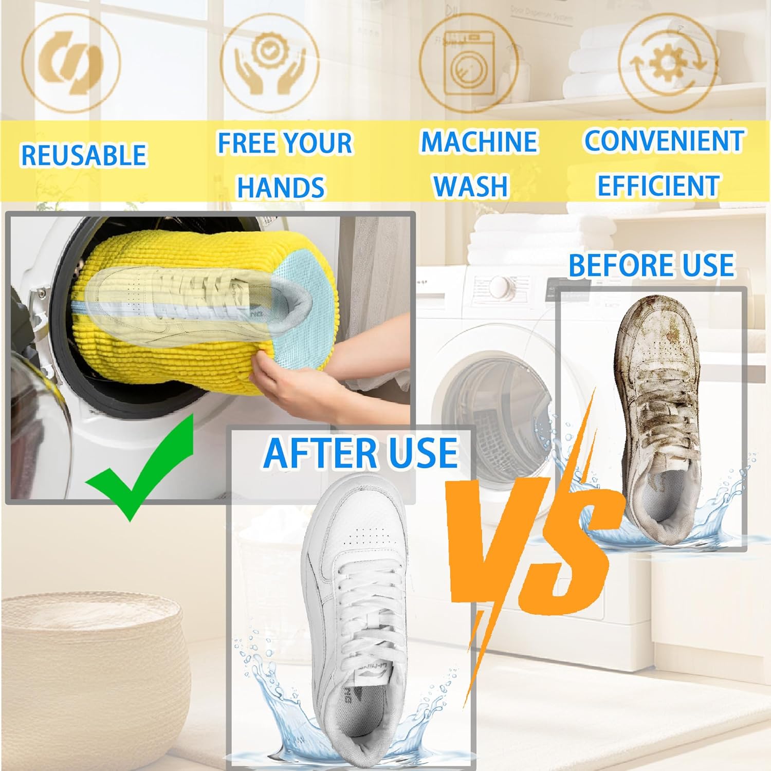 Deep Cleaning Reusable Shoe Washing Bag - Safe for Machine & Shoes