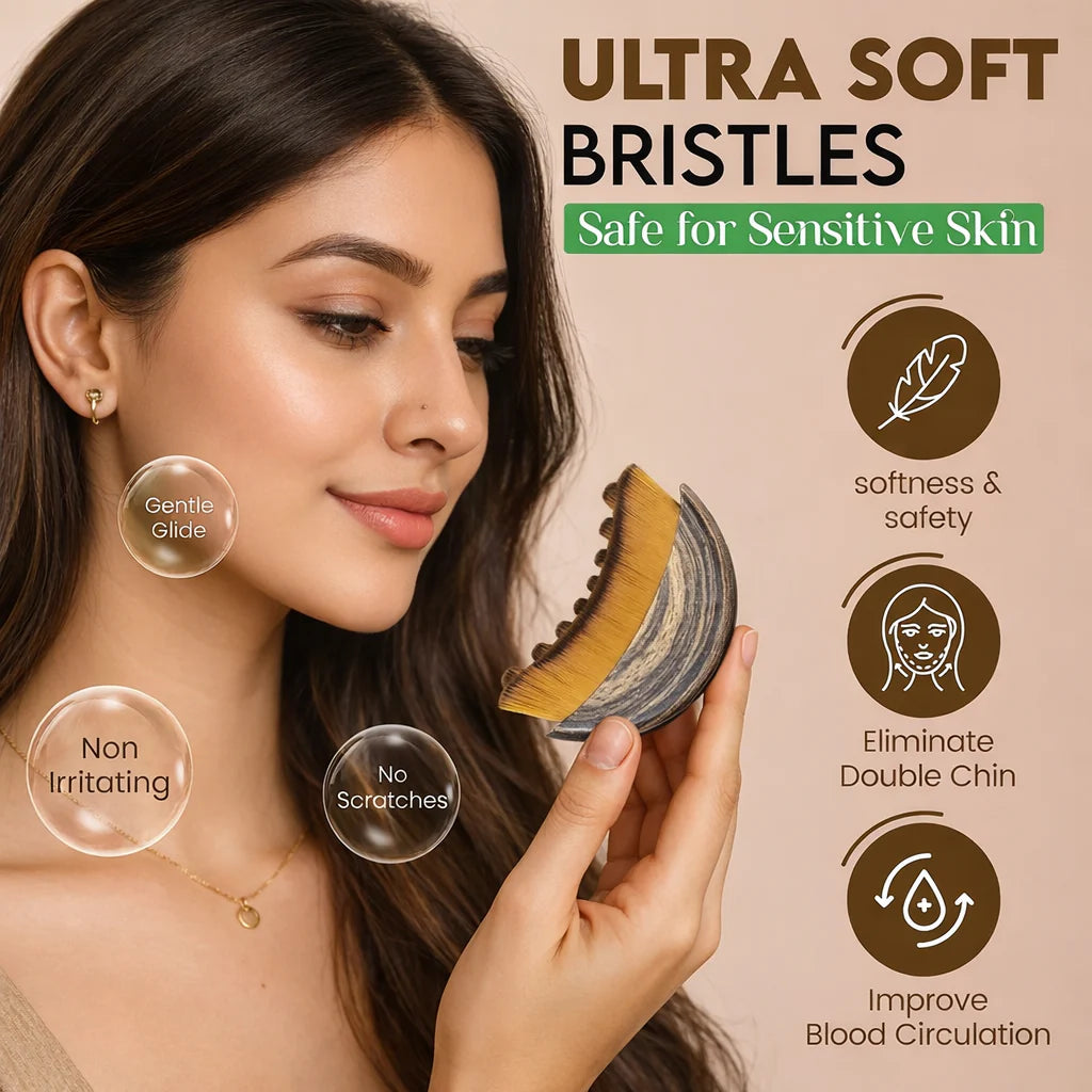 Ultimate Lymphatic Contour Facial Massage Brush (Gua sha Brush) – Sculpt, Lift & Glow